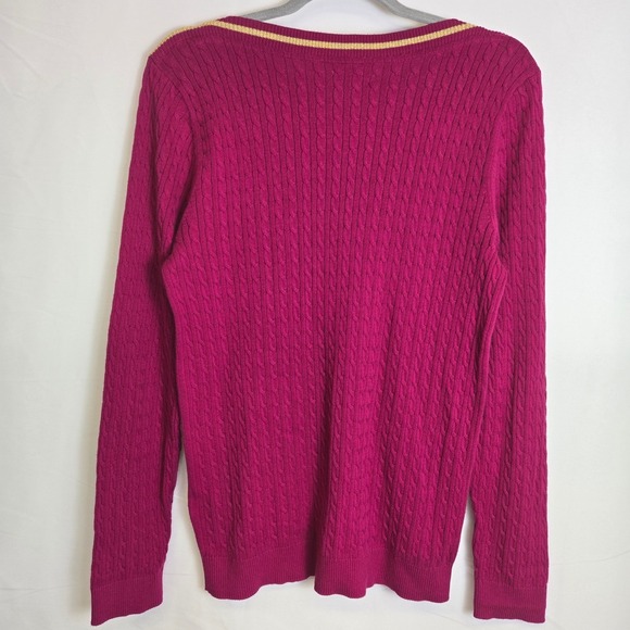 Tommy Hilfiger Boat Neck Cable Knit Sweater, Pink/Gold Accent, Women's Size XL - Picture 9 of 13